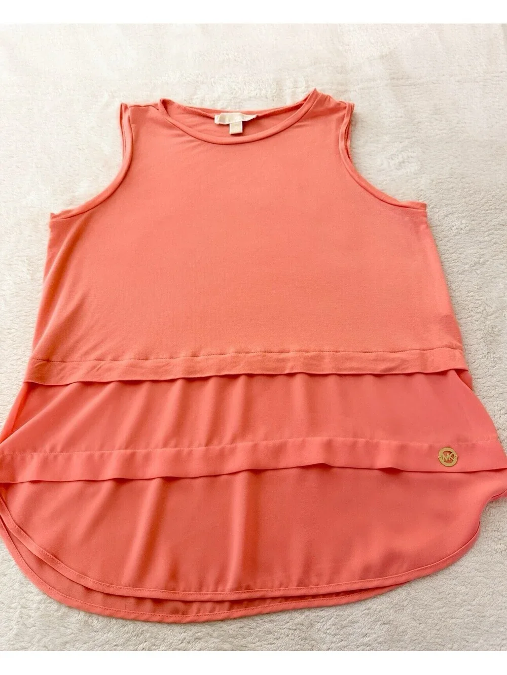 Michael Kors Coral Layered Sleeveless Blouse Women’s Top Size M